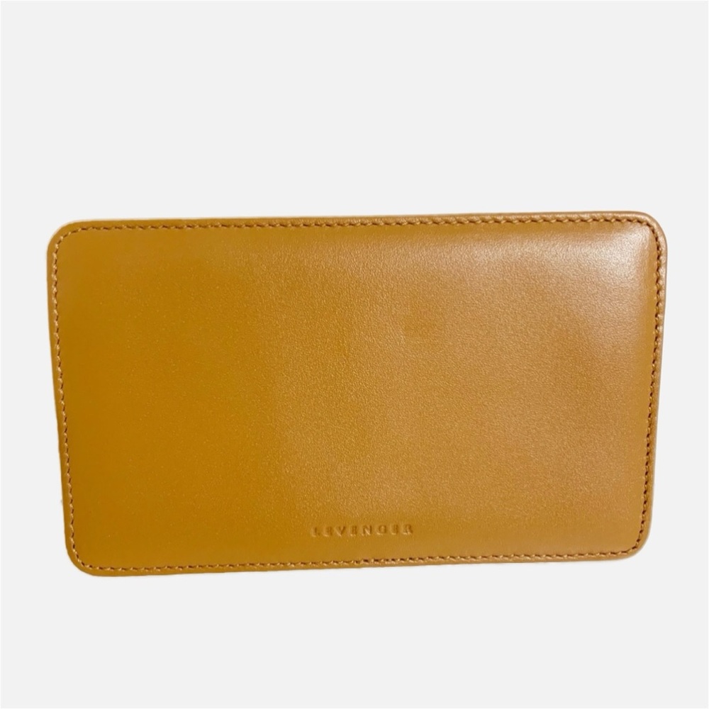 Levenger Leather Card Holder Wallet Accordion Sides Fully Lined Caramel Color